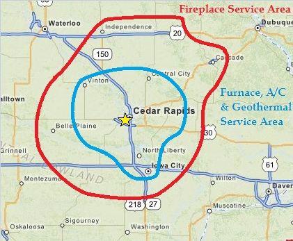 Service Area - Cedar Rapids, North Liberty, Iowa City, Vinton, Central City
