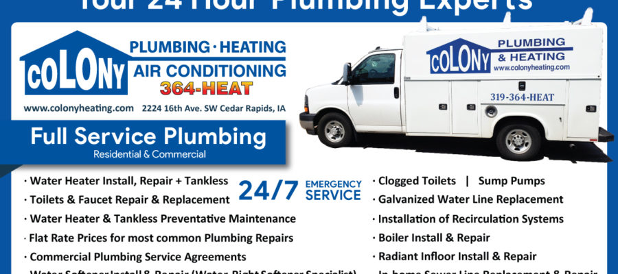 Colony Plumbing, Heating and Air Conditioning servicing Cedar Rapids, Iowa City and surrounding communities